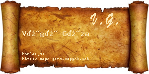Vágó Géza névjegykártya